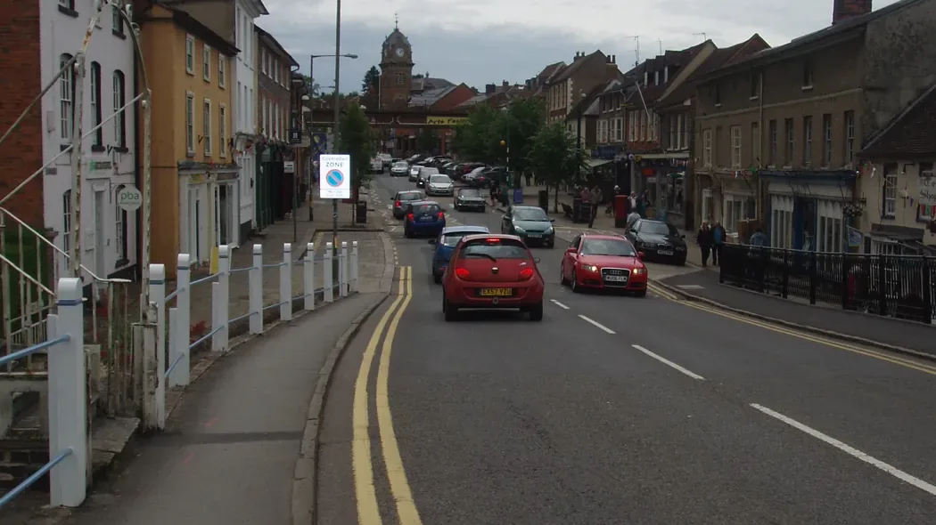 Hungerford High Street, looking towards the town hall. The former care home at Chestnut Walk is off Coldharbour Road